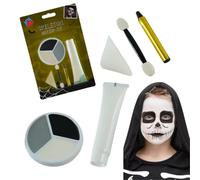 Set di pittura per il viso, bastoncini per trucco per il corpo con scheletro, vernice bianca per il viso, colori per il viso per bambini, kit per la pittura del viso per Halloween
