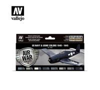 Set Di Pittura US Navy & Usmc 1940-45 VALLEJO 8x17ml 71157 Modellino Char Promo