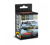 Set Di Pitture Raf Day Fighter Schema Wwii |Lifecolor|Cf03| 4x22ml Modello Ch