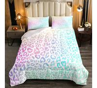 Set di piumone colorato con leopardo africano ghepardo safari pelle animale piumino piumone sfumato di pelliccia della fauna selvatica disegno piumino/trapunta 3 pz 230x220cm