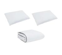 Set di piumoni bianchi moderni in microfibra 200 x 200 cm con 2 cuscini in cotone perfetti per l'inverno. Hanno cuciture a scatola e sono lavabili in lavatrice. Questa biancheria è morbida e lussuosa