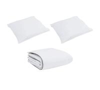 Set di piumoni di lusso 240 x 220 cm, bianco, in microfibra e cotone. Include 2 cuscini. Ha un design a cuciture a scacchi, perfetto per l'inverno. Adatto per uso interno e si lava facilmente in lava