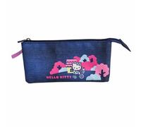 Astuccio scuola Hello Kitty Triple - Chiusura a cerniera - Interno completamente foderato e personalizzato - Astuccio con 3 scomparti - 11,5 x 23,5 x 3 cm, multicolore, Astuccio scolastico triplo