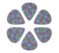 Set di plettri classici in celluloide con motivo di piante grasse e cactus, confezione da 6, forma 351 per suonatori di banjo, chitarra acustica e ukulele, tre opzioni di spessore