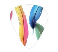 Set di plettri con piume di pappagallo tropicali stampate, 12 pezzi, sottili, medi e spessi, adatti per chitarra, basso, chitarra elettrica e ukulele