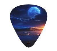 Set di plettri con stampa al chiaro di luna marina, 12 pezzi, sottili, medi e spessi, adatti per chitarra, basso, chitarra elettrica e ukulele