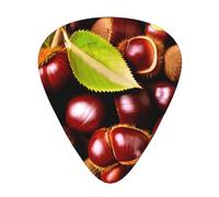 Set di plettri con stampa castagne fresche, 12 pezzi, sottili, medi e spessi, adatti per chitarra, basso, chitarra elettrica e ukulele