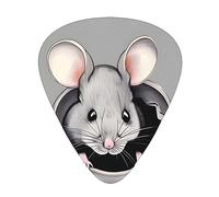 Set di plettri grigi con stampa di topi - 12 pezzi, sottili, medi e spessi, adatti per chitarra, basso, chitarra elettrica e ukulele