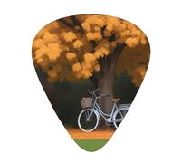 Set di plettri per chitarra, 12 pezzi, comodi da tenere in mano, con bordi lisci, tre spessori da abbinare all'albero autunnale con l'immagine di una vecchia bici invecchiata