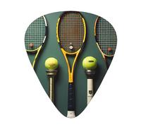 Set di plettri per chitarra, 12 pezzi, con palline da tennis e racchette, disponibile in 3 spessori, adatto per chitarre acustiche ed elettriche