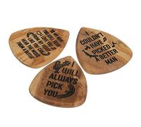 Set di plettri per chitarra 3 pezzi con scatola di acacia per suonare la chitarra, plettro finemente lucidato con grana naturale per un chitarrista soul