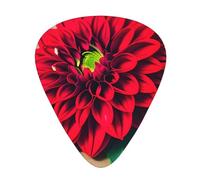 Set di plettri per chitarra con dalia, in legno, stile retrò, con fiori rossi, materiale ABS di alta qualità, vari spessori, per migliorare la tua esperienza di suono
