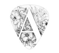 Set di plettri per chitarra con fiori e lettere, 3 diversi spessori, 12 pezzi per una varietà di strumenti