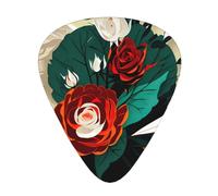 Set di plettri per chitarra con motivo floreale con rose rosse, materiale ABS di alta qualità, vari spessori, per migliorare la tua esperienza di suono