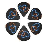Set di plettri per chitarra in celluloide alla moda, bellissimo cuore d'amore per San Valentino, confezione da 6 plettri per basso, mandolino, chitarristi acustici, multi-spessore 0,46 mm/0,71 mm/0
