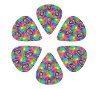 Set di plettri per chitarra in celluloide classica, con bellissimi colori Rasta e raffiguranti il volto di un leone, in stile, confezione da 6 palette per mandolino, basso e chitarra acu