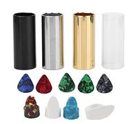 Set di plettri per chitarra Slide Bar in acciaio inossidabile di grado professionale 304 con copertura in vetro borosilicato Plettri per pollice Scatola di immagazzinaggio per