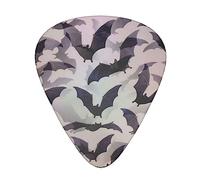 Set di plettri per chitarra StOlmx grigi con pipistrelli di Halloween, design con stampa completa, 3 spessori disponibili