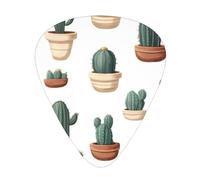 Set di plettri stampati con cactus in vaso, 12 pezzi, sottili, medi e spessi, adatti per chitarra, basso, chitarra elettrica e ukulele