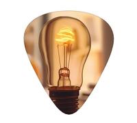 Set di plettri stampati con lampadina calda, 12 pezzi, sottili, medi e spessi, adatti per chitarra, basso, chitarra elettrica e ukulele