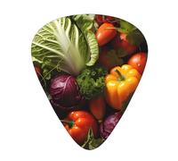 Set di plettri stampati con molte verdure fresche, 12 pezzi, sottili, medi e spessi, adatti per chitarra, basso, chitarra elettrica e ukulele