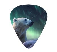 Set di plettri stampati con orso polare nella neve, 12 pezzi, sottili, medi e spessi, adatti per chitarra, basso, chitarra elettrica e ukulele
