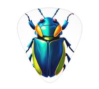 Set di plettri stampati con scarabeo metallico, 12 pezzi, sottili, medi e spessi, adatti per chitarra, basso, chitarra elettrica e ukulele