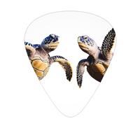Set di plettri stampati con tartaruga tropicale, 12 pezzi, sottili, medi e spessi, adatti per chitarra, basso, chitarra elettrica e ukulele