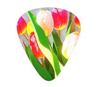 Set di plettri stampati con tulipani luminosi, 12 pezzi, sottili, medi e spessi, adatti per chitarra, basso, chitarra elettrica e ukulele
