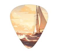 Set di plettri stampati per yacht, 12 pezzi, sottili, medi e spessi, adatti per chitarra, basso, chitarra elettrica e ukulele