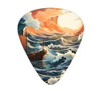 Set di plettri stampati Sea and Sail, 12 pezzi, sottili, medi e spessi, adatti per chitarra, basso, chitarra elettrica e ukulele