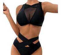 Set di Pole Dance Nero con Dettagli Trasparenza, Nero , S