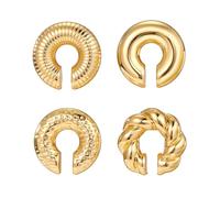 Set di polsini per orecchie grossi 4 pezzi, orecchini a bottone non trafitto da donna, gioielli alla moda leggeri ipoallergenici-Golden