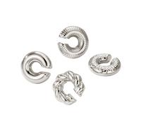 Set di polsini per orecchie grossi 4 pezzi, orecchini a bottone non trafitto da donna, gioielli alla moda leggeri ipoallergenici-Silvery
