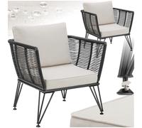Set Di Poltrone Da Giardino Lounge In Polyrattan E Acciaio