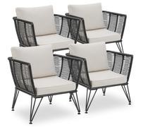 Set Di Poltrone Da Giardino Lounge In Polyrattan E Acciaio