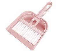Set di polvere e pennelli Kuuleyn mini a mano, efficiente pulizia compatta spoglia e scopa a mano, combinazione di scopa mini portatile per lettiera per gatti desktop, cucina, (Rosa)