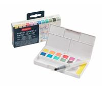 Derwent Set di Colori Pastel Shades Paint 1 x Vaschetta da 12 Colori Pastello Assortiti, 1 x Mini Water Brush, 5 x Tavolozze da Miscelazione, 1 x Spugna, 147 mm x 100 mm x 23 mm