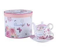 London Boutique Set di Porcellana da tè per Una Persona teiera da Una Tazza e Una Tazza piattino Stile Vintage Floreali Confezione Regalo