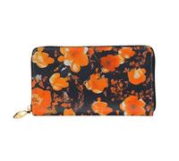 Set di porta carte di credito con stampa floreale ornata portafoglio in pelle da donna portafoglio con cerniera tasca nera, taglia unica, Nero, One Size