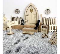 Set di porta gnomo personalizzabile, per Natale, porta e accessori, decorazione e gioco di ruolo, per bambini e famiglie, personalizzabili con nomi