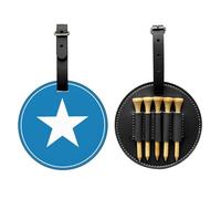 Set Di Porta Tee Da Golf Divertente Organizer Per Accessori Da Golf In Pelle Pu Con Stampa Della Bandiera Della Repubblica Della Somalia E 5 Tee In Legno Regalo Portatile Per Golfisti Uomini E Donne