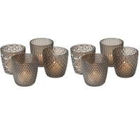 Set di portacandele Boltze Marilu 4 pezzi (grigio, bicchieri decorativi per candele/tea light, portacandele Ø 8 cm, vari design, forma rotonda, porta tea light) 2002930 (Confezione da 2)