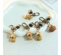 Set di portachiavi con capibare carini: ciondoli in resina di animali kawaii con pendenti a forma di chicco di caffè per chiavi e decorazione borse, accessori auto ideali come regalo per le donne arra