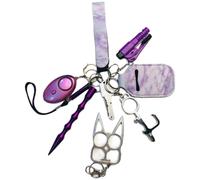Set di portachiavi di sicurezza con pompon morbido per donne, allarme personale con suono forte e luce LED, set di portachiavi di allarme con