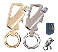 Set di portachiavi multiuso da campeggio con fiammiferi impermeabili e accendino riutilizzabile per uso esterno e apribottiglie