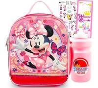 Set di portapranzo per ragazze con Minnie Mouse, con borsa per il pranzo Disney e adesivi, bottiglia d'acqua, altro ancora | Minnie Mouse Lunchbox forniture scolastiche per bambini