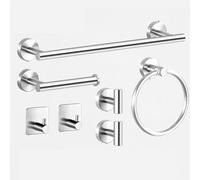 Set di portasciugamani da bagno con 5/6/7/10 pezzi di portasciugamani a parete in nichel spazzolato e accessori hardware per il bagno (misura argento: C)