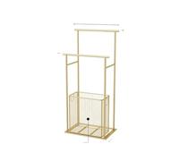 Set di portasciugamani in ferro di lusso, carrello for lavanderia, organizer mobile for il bagno con ruote, cestino portaoggetti da pavimento antiruggine(B gold)