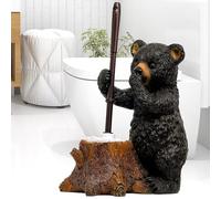 Set di portascopino per bagno super carino con base a forma di orso, solido scopino e supporto flessibile e durevole, stile elegante, scopino per WC salvaspazio, scopino per bagno